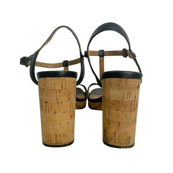 Coach Size 8 Block Cork Heel Open Toe Strappy Black - Picture 4 of 12